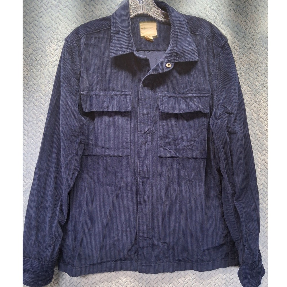 American Eagle Mens Navy Blue Corduroy Shirt Jacket Size M Cotton Utility Jacket